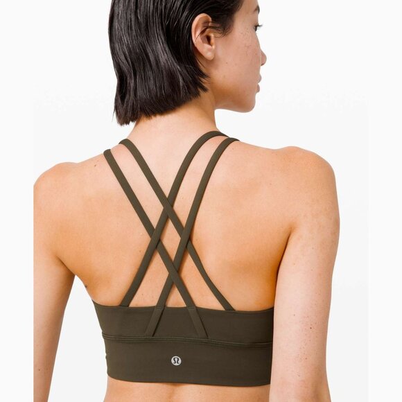 Lululemon Dark Olive Energy Long Line Medium Support Bra Size 2 - 2813 - Picture 3 of 9